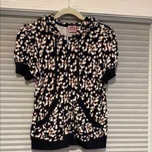 Juicy Couture Black and Cream Polka Dot Kids Hoodie